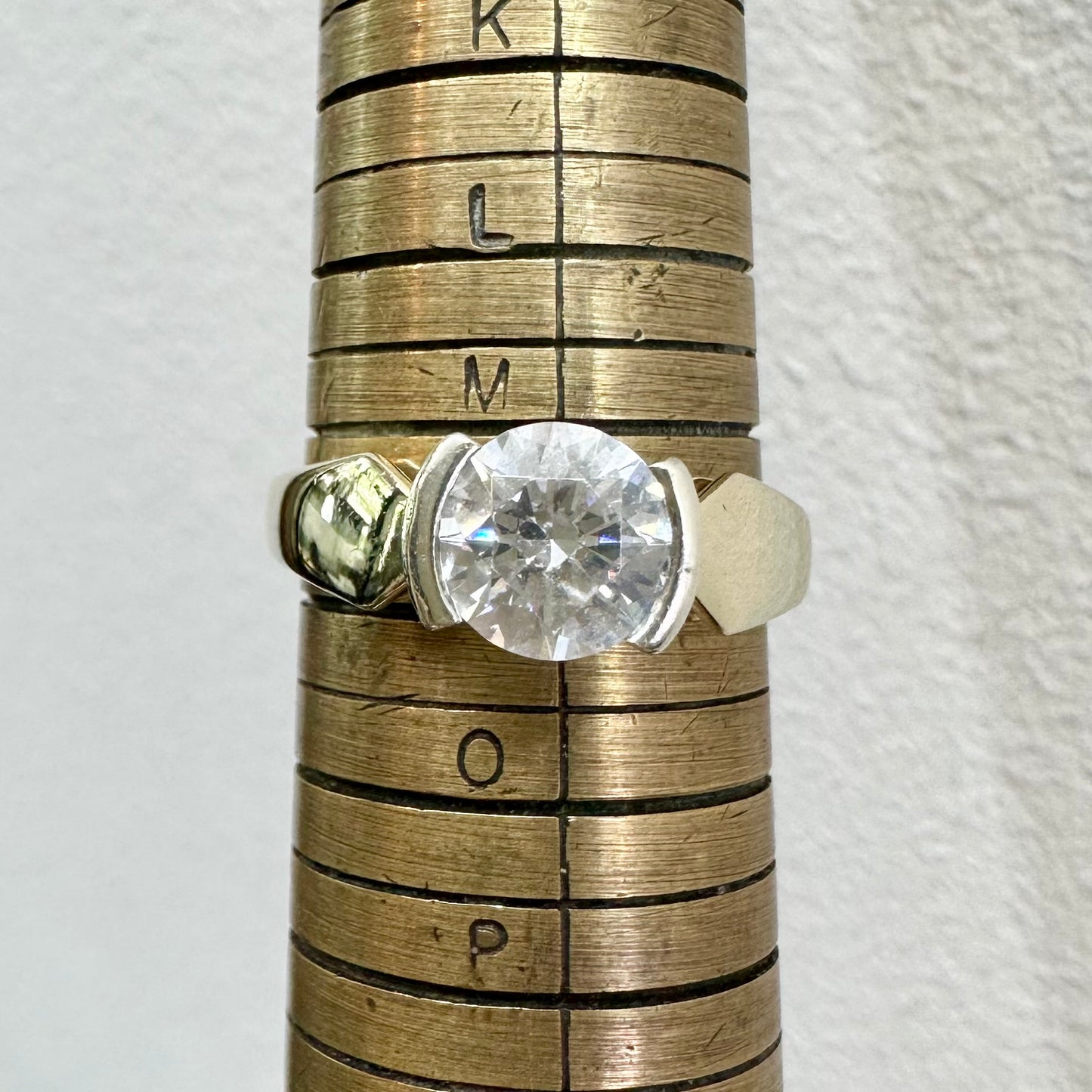 9Ct Two-Toned Gold 1.30Ct TW Diamond Simulant Solitaire Bezel Set Ring Sz N