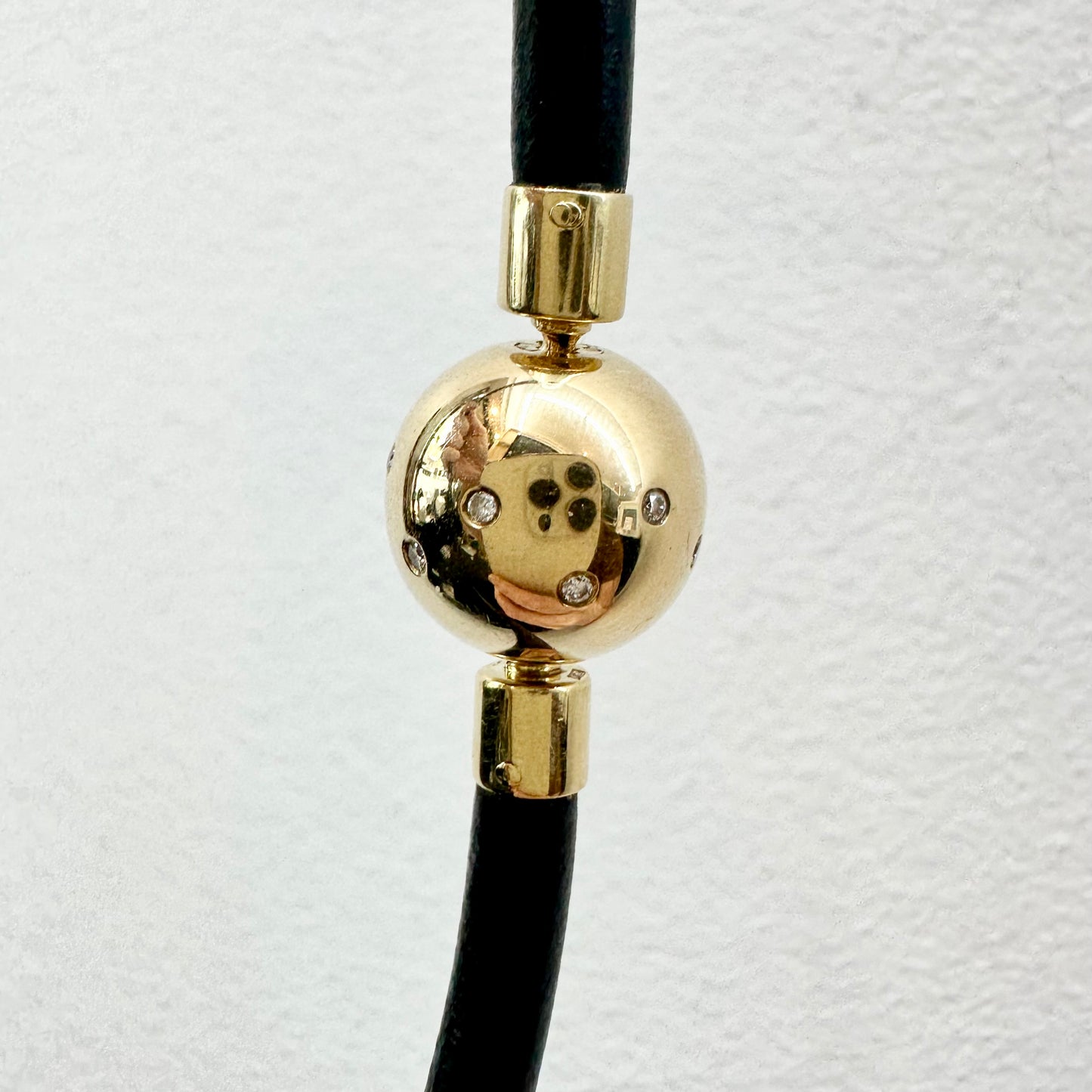 18Ct Yellow Gold Jorg Heinz Inspired Diamond Set Neoprene Bayonet Necklace 47cm