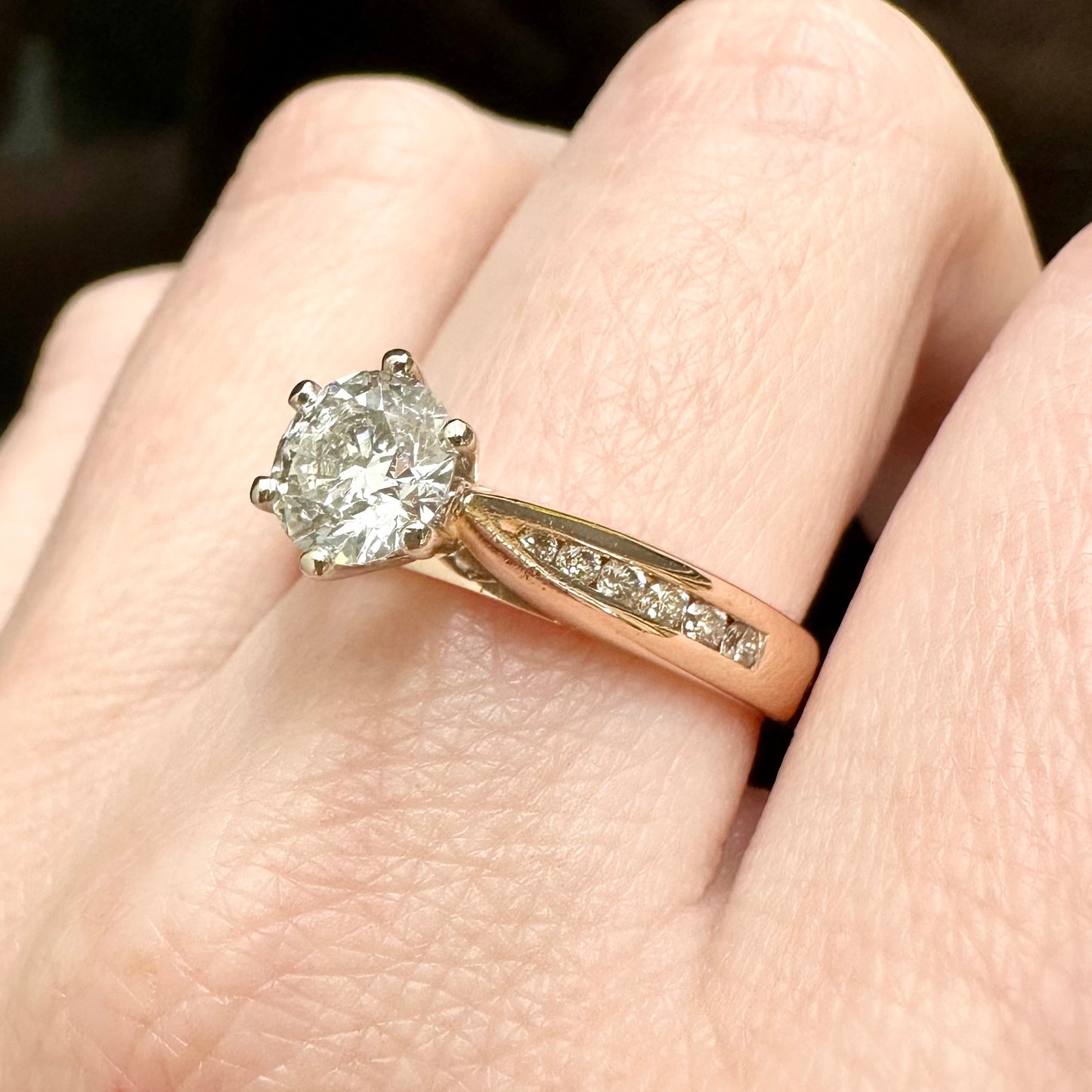 18Ct Rose Gold 1.32Ct TW Diamond Engagement Ring Sz P 1/2