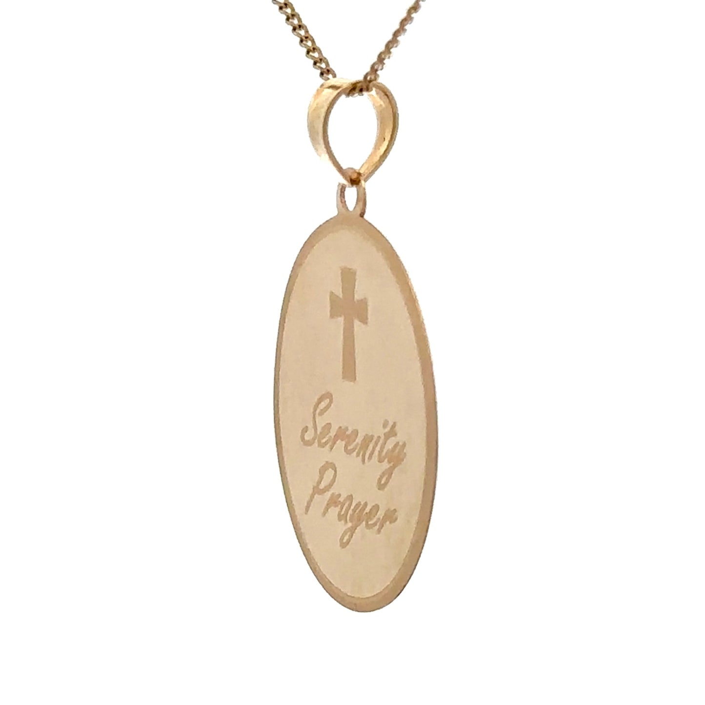 9Ct Yellow Gold God Grant Me The Serenity Prayer Double-Sided Pendant