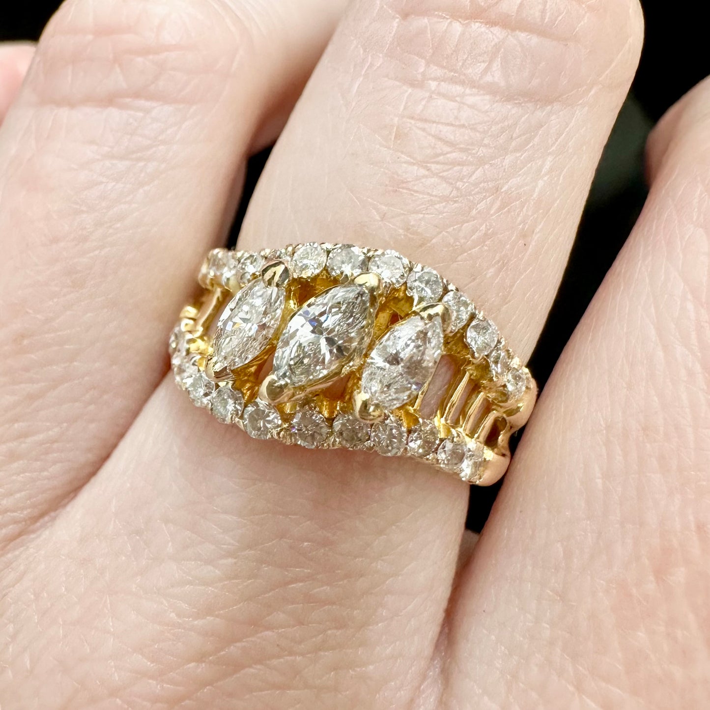18Ct Yellow Gold 1.00Ct TW Diamond Dress Ring Sz M 1/2