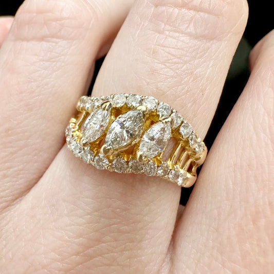 18Ct Yellow Gold 1.00Ct TW Diamond Dress Ring Sz M 1/2