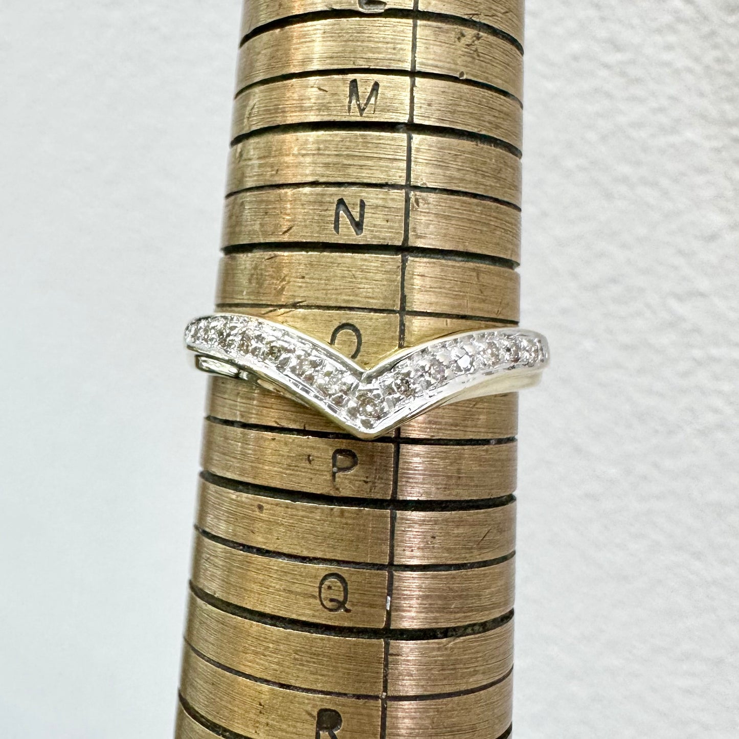 9Ct Yellow Gold .07Ct TW Diamond Wishbone Ring Sz O