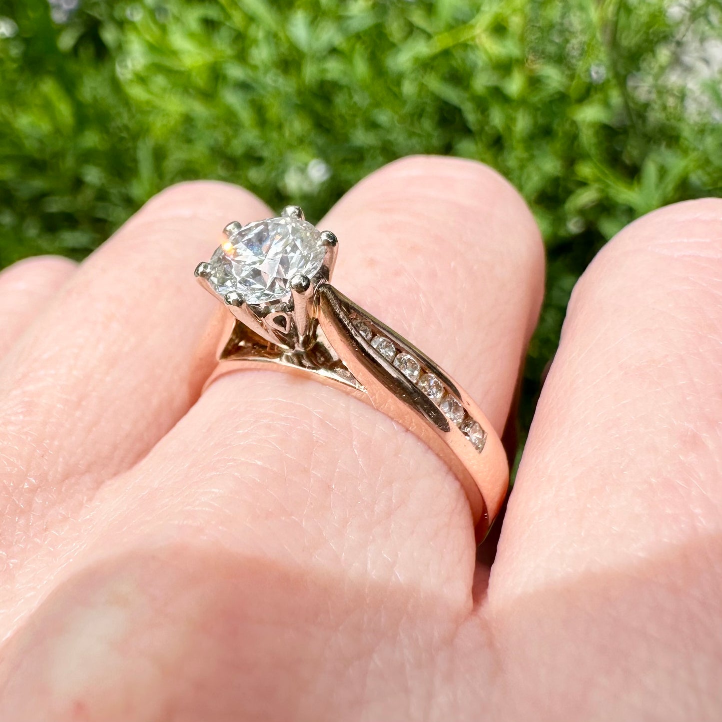 18Ct Rose Gold 1.32Ct TW Diamond Engagement Ring Sz P 1/2