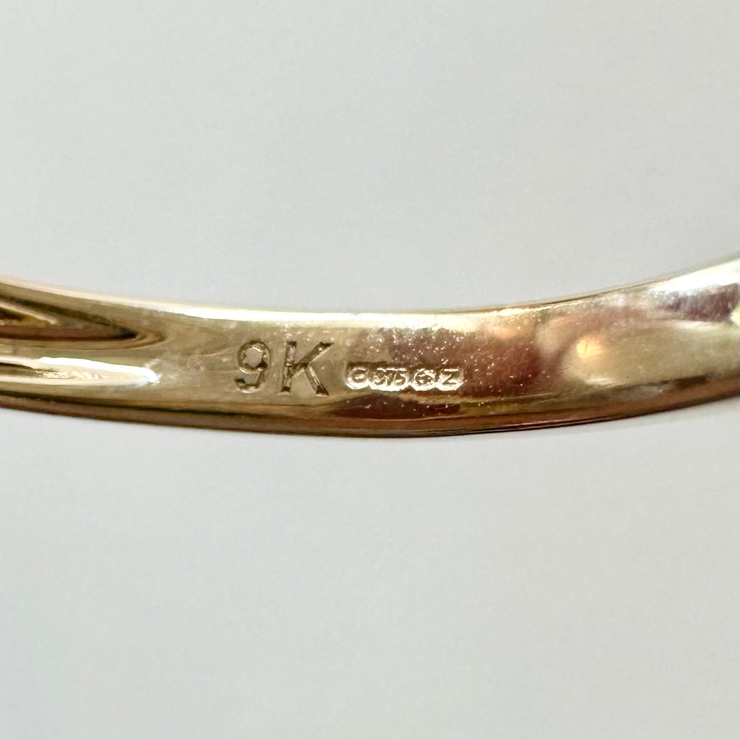 9Ct Yellow Gold Pink Tourmaline & Diamond Simulant Ring Sz N 1/2