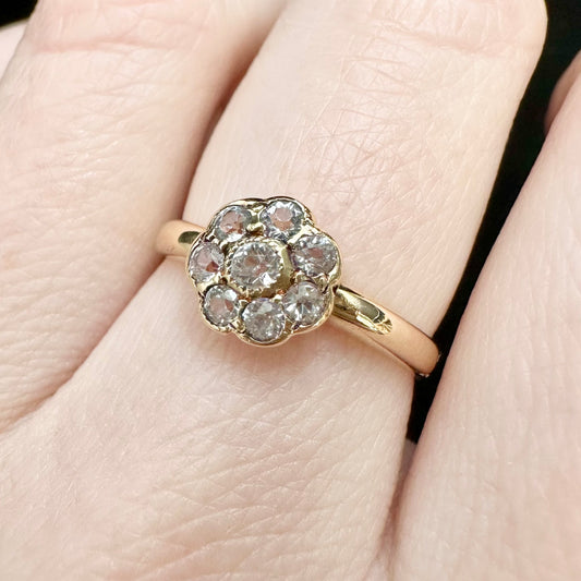 15Ct Yellow Gold Vintage .30Ct TW Diamond Simulant Dress Ring Sz M 1/2