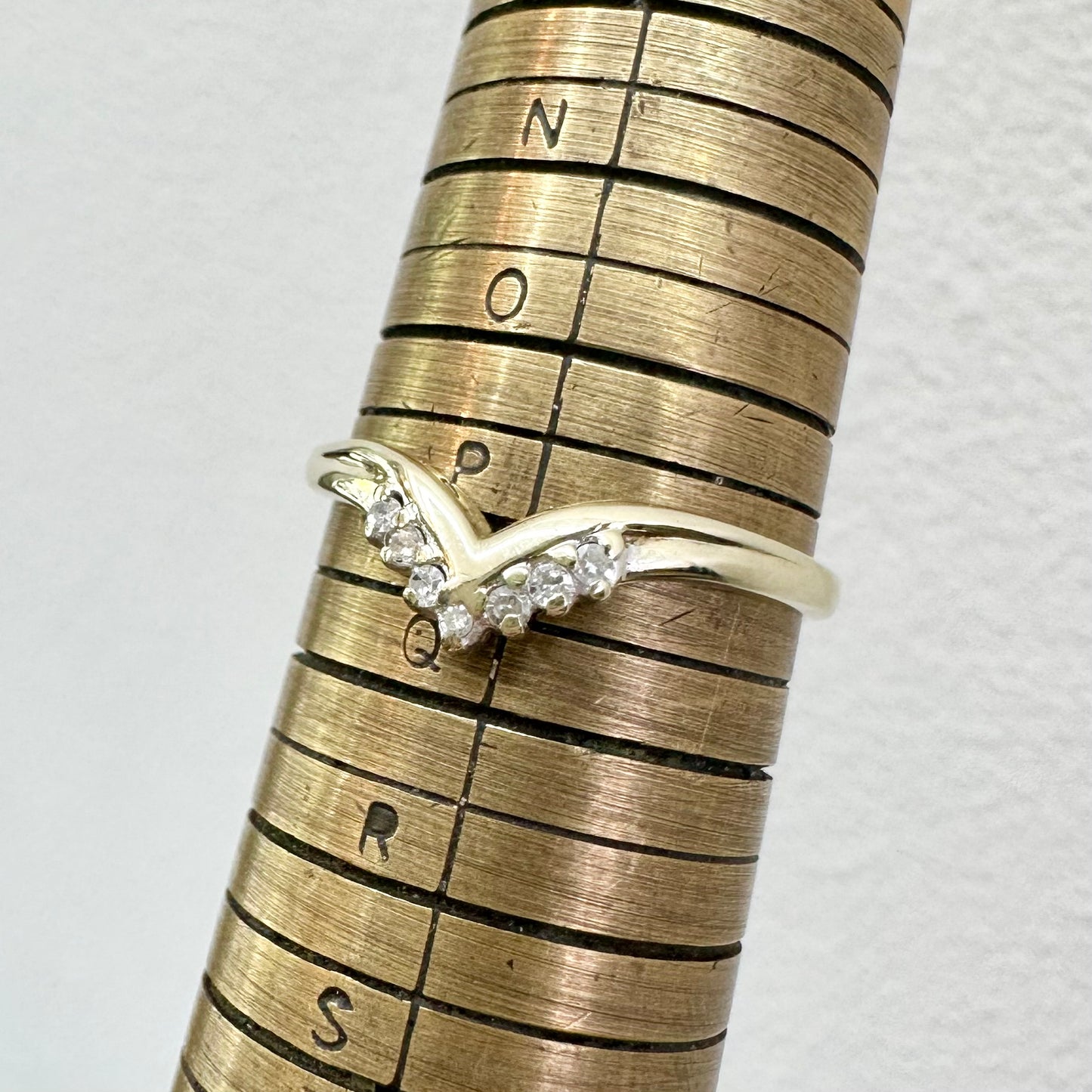 9Ct Yellow Gold .07Ct TW Diamond Wishbone Ring Sz P