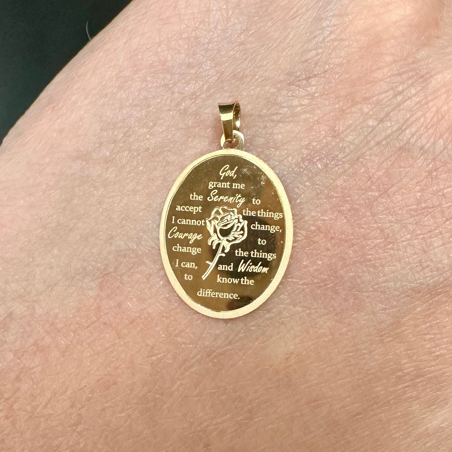 9Ct Yellow Gold God Grant Me The Serenity Prayer Double-Sided Pendant