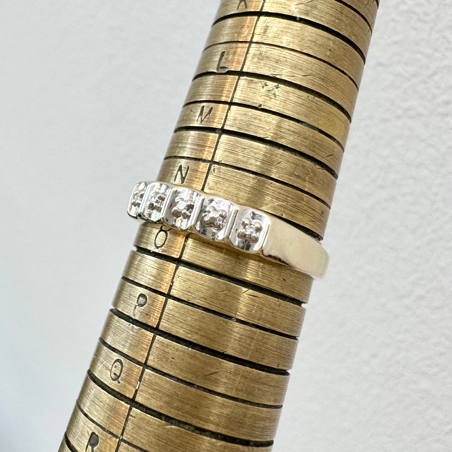 10Ct Two-Tone Gold .015 TW Diamond Set Band Ring Sz N 1/2