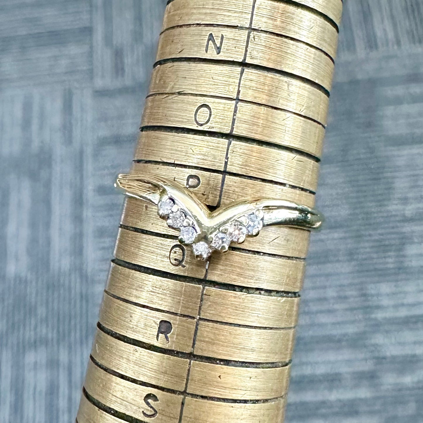 9Ct Yellow Gold .07Ct TW Diamond Wishbone Ring Sz P