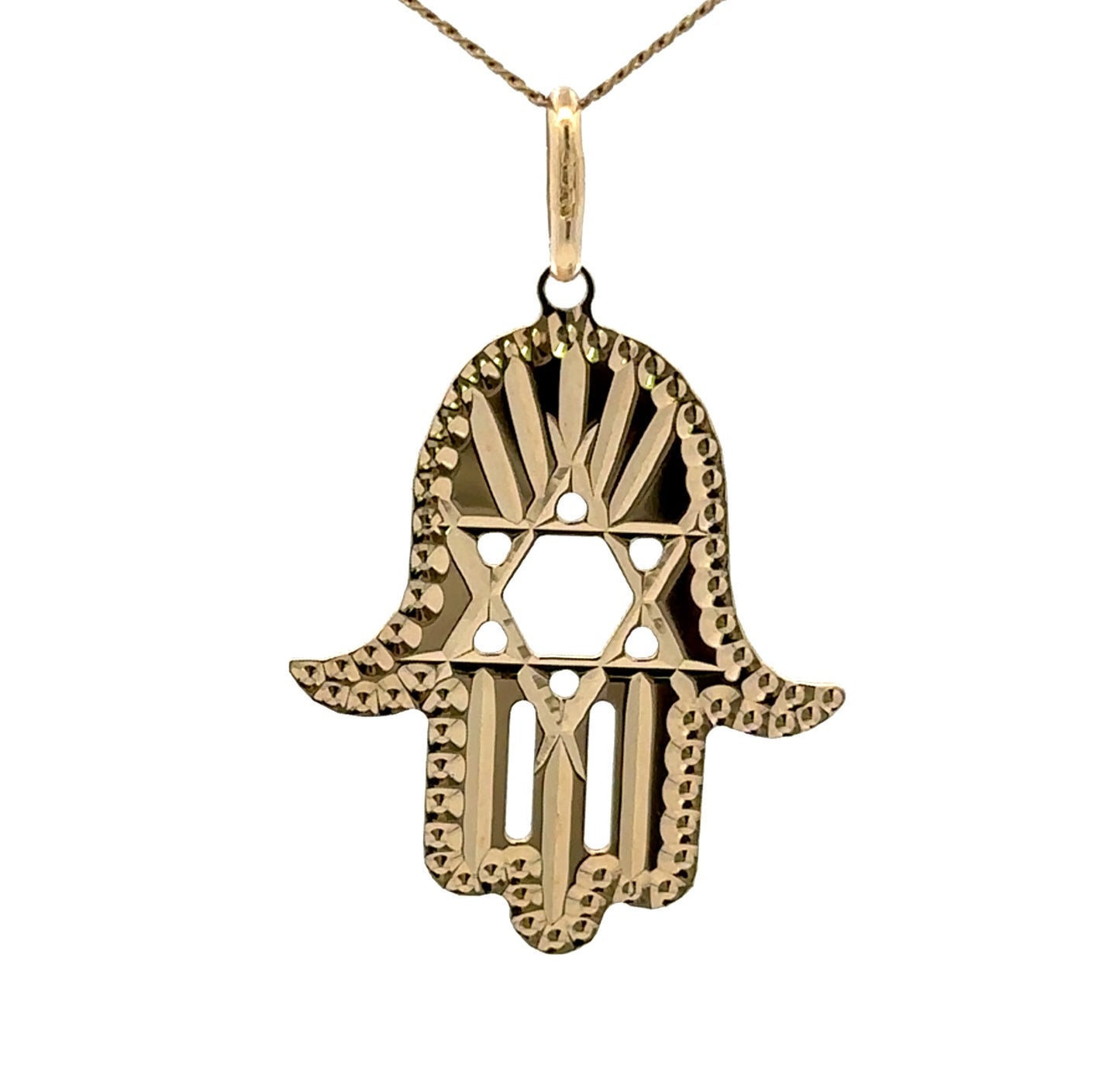 9Ct Yellow Gold Hand of Fatima Pendant