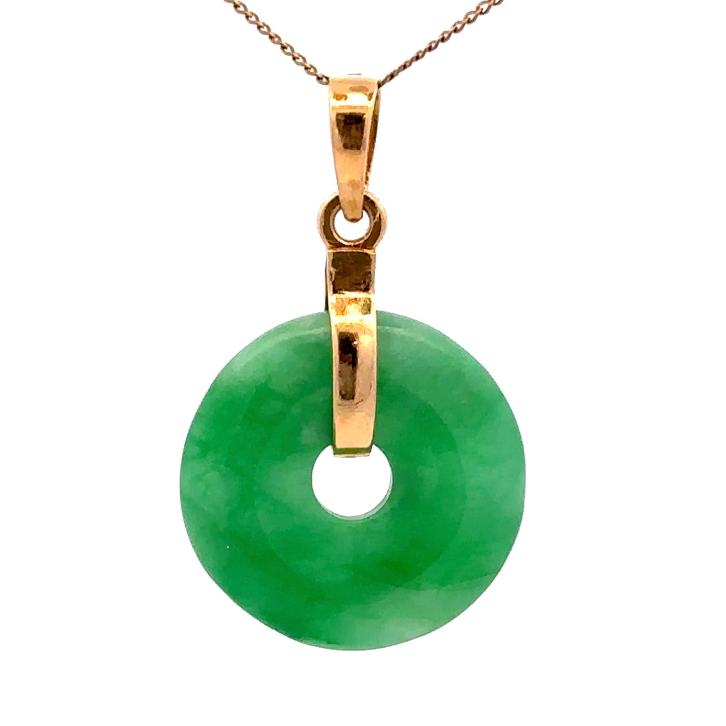 18Ct Yellow Gold Jade Pi Disc Pendant