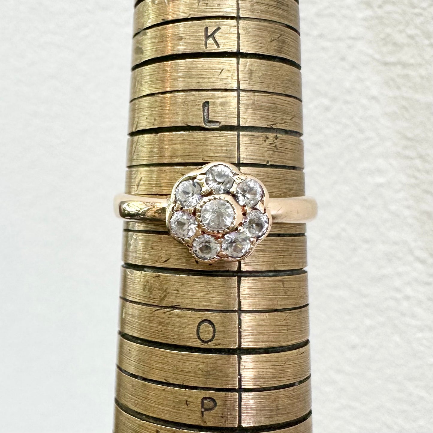 15Ct Yellow Gold Vintage .30Ct TW Diamond Simulant Dress Ring Sz M 1/2