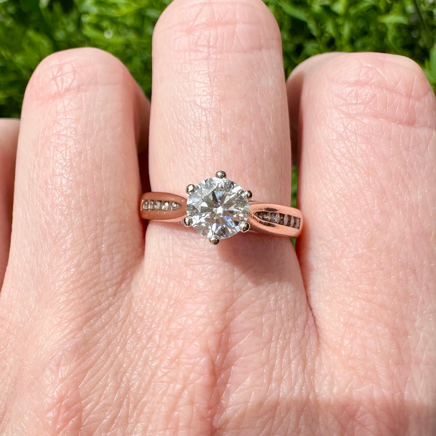 18Ct Rose Gold 1.32Ct TW Diamond Engagement Ring Sz P 1/2