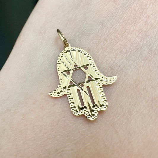 9Ct Yellow Gold Hand of Fatima Pendant