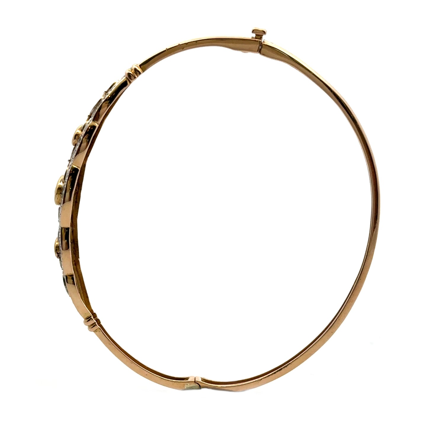 9Ct Yellow Gold Filigree Sapphire & Diamond Hinged Oval Bangle 19cm