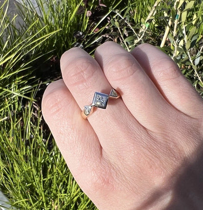 18Ct Two-Toned Gold .62 Carat TW Diamond Trilogy Dress Ring