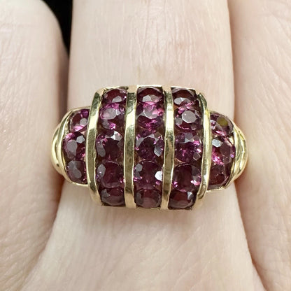 14Ct Yellow Gold Vintage Rhodolite Garnet Ring Sz P 1/2