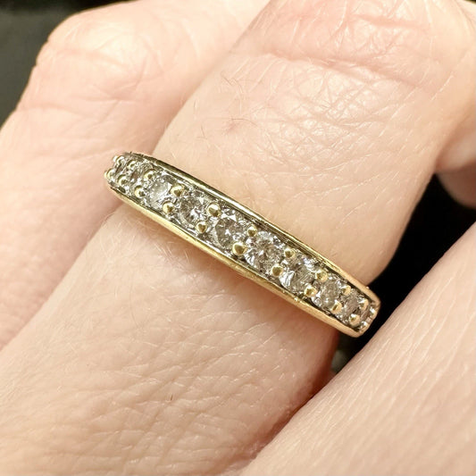 18Ct Yellow Gold Half Eternity .28 Carat TW Diamond Band Sz J 1/2