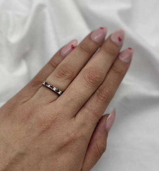 18Ct White Gold Diamond & Gemstone Half Eternity Band