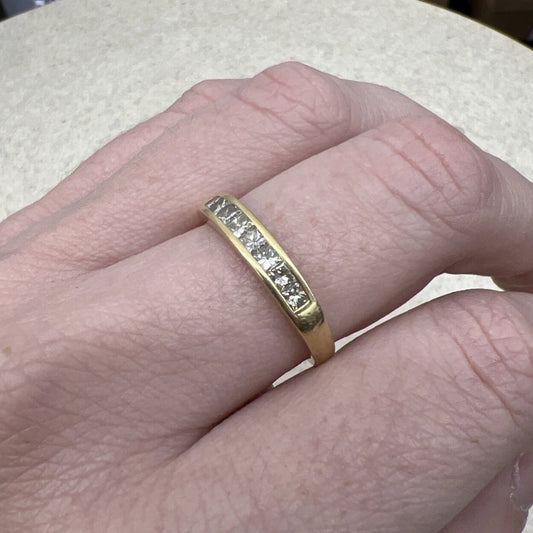 18Ct Yellow Gold 0.50 TW Princess Cut Diamond Half Eternity Band Ring