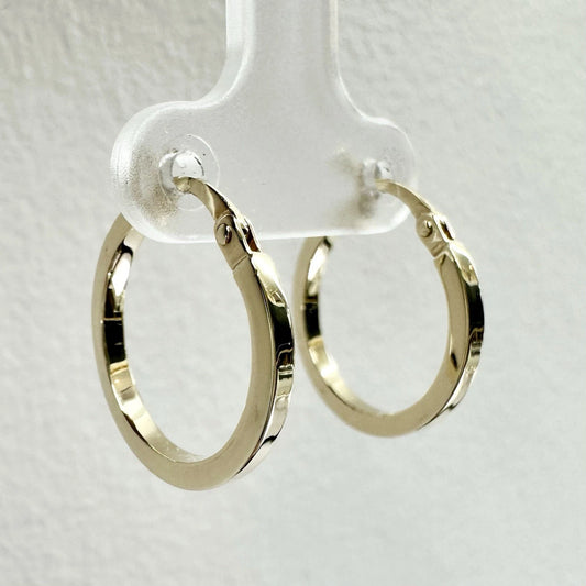 9Ct Yellow Gold 14mmx1.8mm Huggie Hoop Earrings