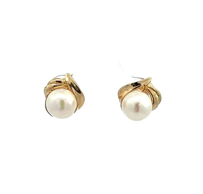 9Ct Yellow Gold Faux Pearl Stud Earrings