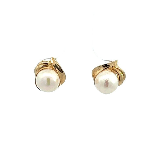 9Ct Yellow Gold Faux Pearl Stud Earrings