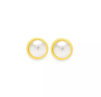 9Ct Yellow Gold Cultured Freshwater Pearl Stud Earrings