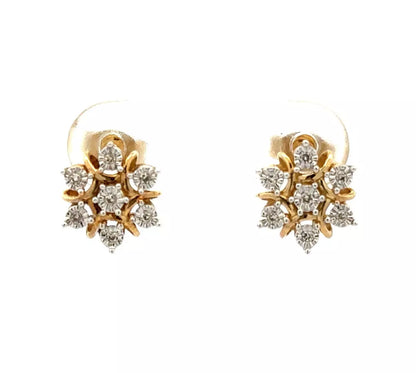 9Ct Yellow Gold Diamond Snowflake Stud Earrings