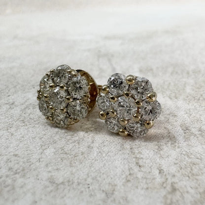 14Ct Yellow Gold 2.10 Carat TW Diamond Stud Earrings
