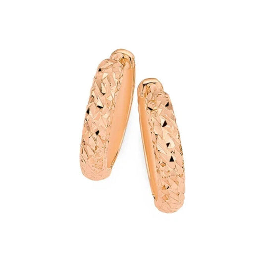 9Ct Rose Gold 12mm Reflective Continuous Huggie Hoop Earrings