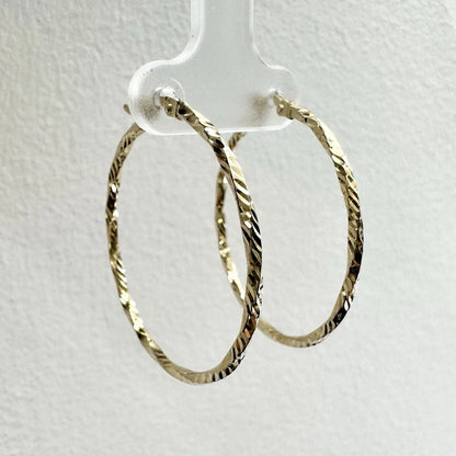 9Ct Yellow Gold 29mm Diamond Cut Twisted Hoop Earrings