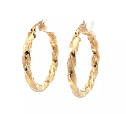 9Ct Yellow Gold 20mm Twisted Hoop Earrings