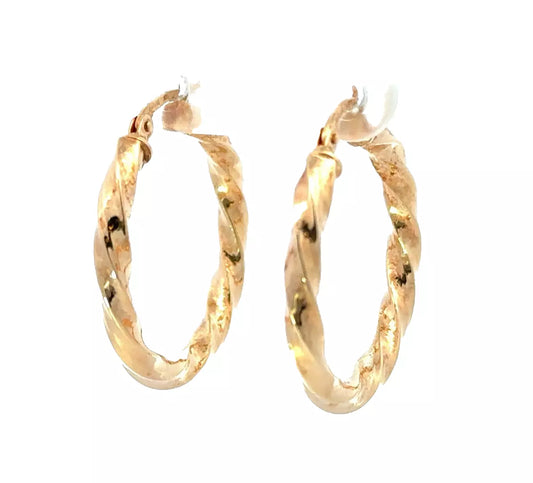 9Ct Yellow Gold 20mm Twisted Hoop Earrings