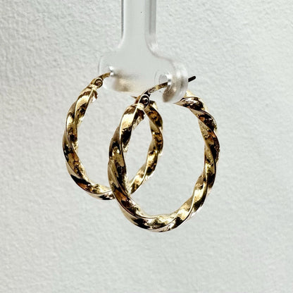 9Ct Yellow Gold 20mm Twisted Hoop Earrings