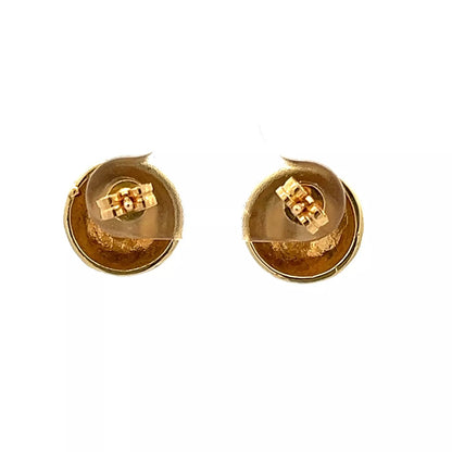 18Ct Two-Toned Gold Diamond Accent Dome Stud Earrings