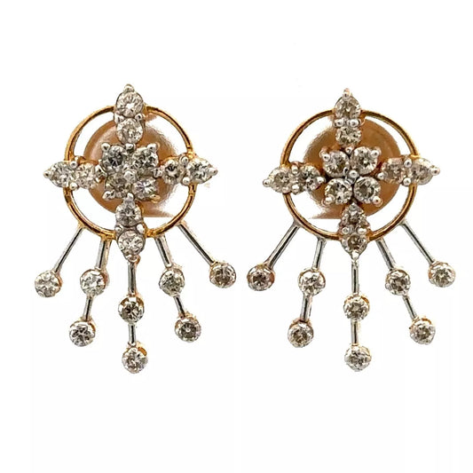 18Ct Two-Toned Gold 1.25CT TW Diamond Stud Earrings
