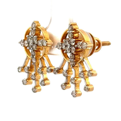 18Ct Two-Toned Gold 1.25CT TW Diamond Stud Earrings