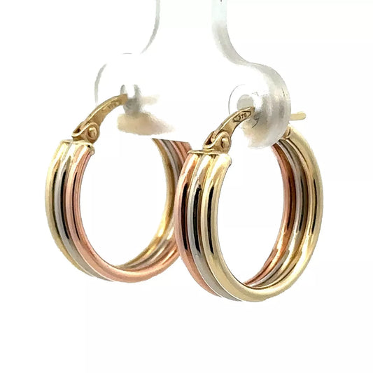 9Ct Multi-Toned 14mm x 4.6mm Hoop Earrings