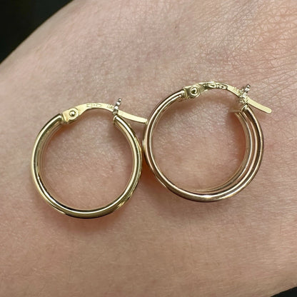 9Ct Multi-Toned 14mm x 4.6mm Hoop Earrings