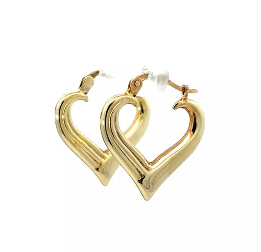 9Ct Yellow Gold 19mm x 20.8mm Heart Latch Hoop Earrings