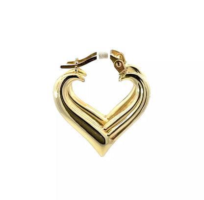 9Ct Yellow Gold 19mm x 20.8mm Heart Latch Hoop Earrings