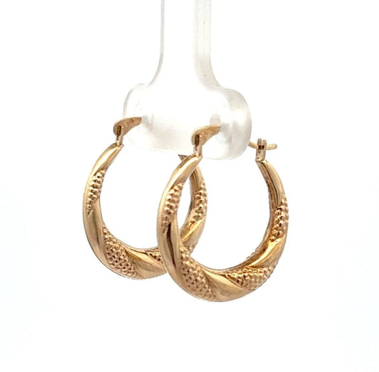 9Ct Yellow Gold 3.3x13.2mm Dotted Twist Huggie Hoop Earrings