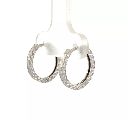 18Ct White Gold 1.6x10.8mm Huggie Hoop Earrings