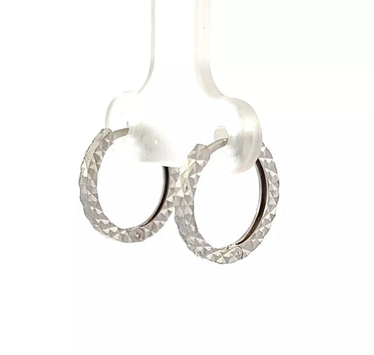 18Ct White Gold 1.6x10.8mm Huggie Hoop Earrings