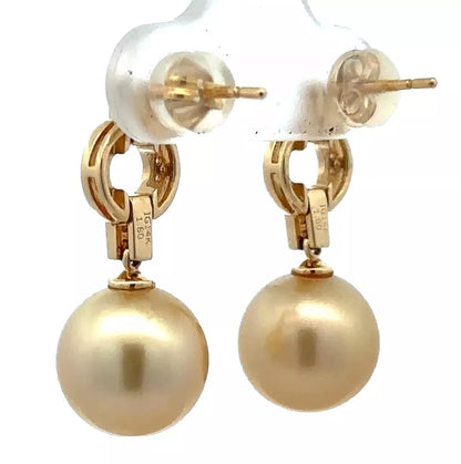 14Ct Yellow Gold South Sea Pearl Drop Stud Earrings