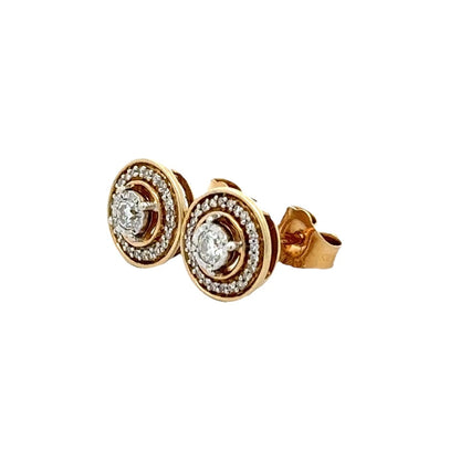 10Ct Yellow Gold .25 Carat Diamond Halo Stud Earrings Sterling Silver Set
