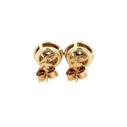 10Ct Yellow Gold .25 Carat Diamond Halo Stud Earrings Sterling Silver Set