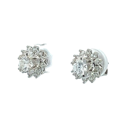 18Ct White Gold 1 Carat TW Diamond Cluster Stud Earrings